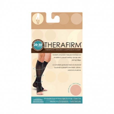 MEDIA THERAFIRM ALTA COMPRESION (20-30 mmHg) PUNTA DESNUDA TALLA MEDIANA COLOR PIEL - Envío Gratuito