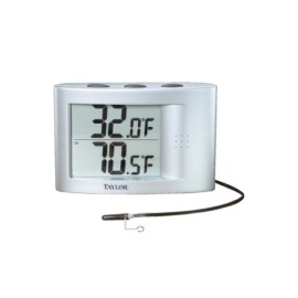 TERMÓMETRO DIGITAL C/RELOJ PARA INT (-5 A 50 GRADOS C) Y EXT POR SONDA (-50 A 70 GRADOS C) PANTALLA GDE. - Envío Gratuito