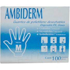 GUANTE AMBIDERM POLIETILENO NO ESTERIL MEDIANO CAJA C/100 PZ - Envío Gratuito