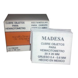 CUBRE OBJETOS PARA HEMATOCITOMETRO 20X26 C/12 PZA - MADESA - Envío Gratuito