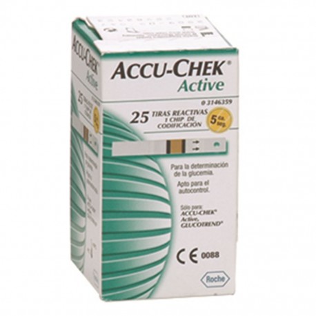 TIRAS REACTIVAS ACCU-CHEK ACTIVE GLUCOSA 25 TIRAS - Envío Gratuito